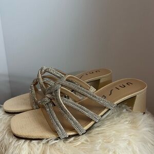 Elegant Beige and Silver Women's Heels